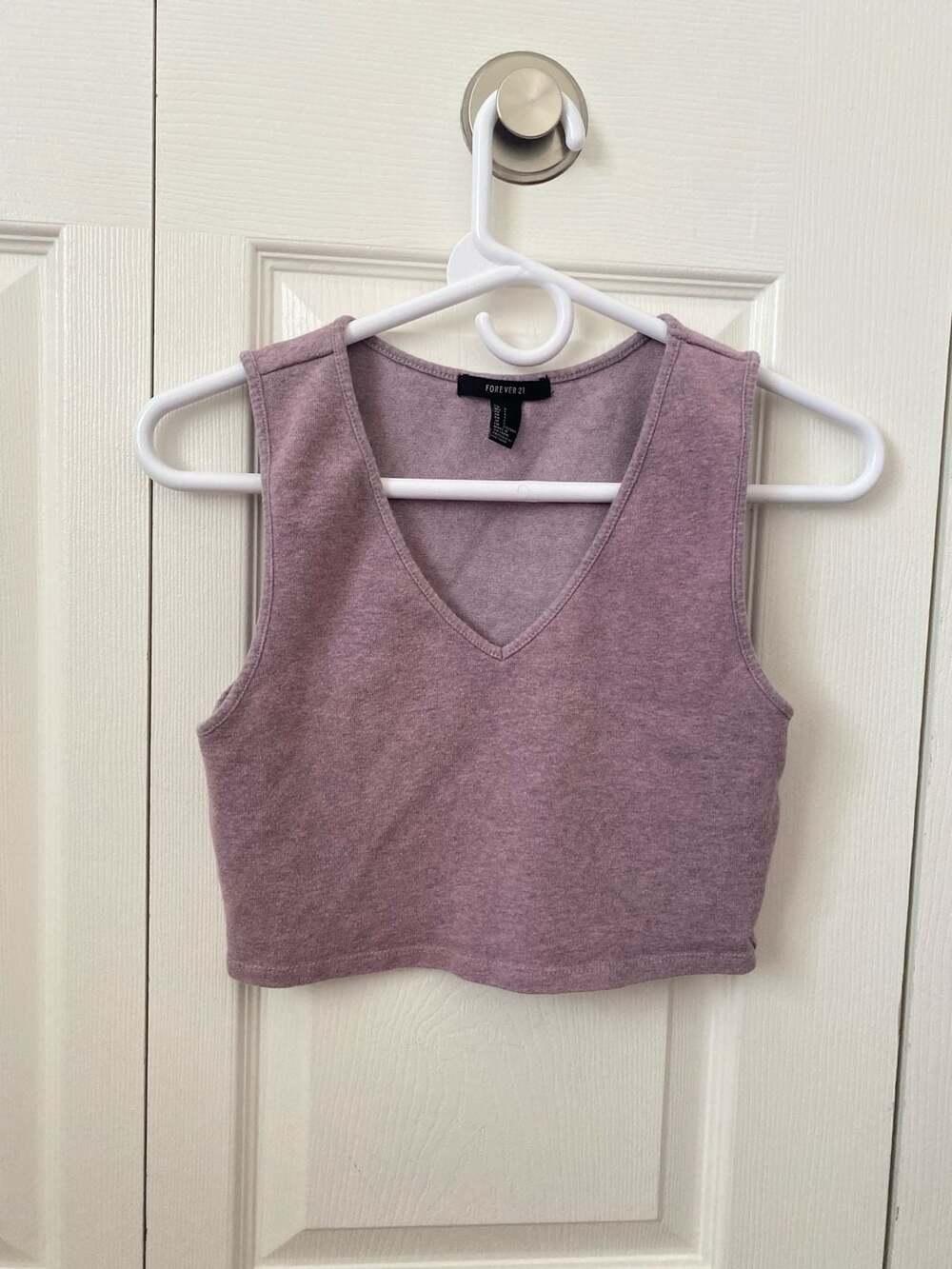 Forever 21 V-Neck Cropped Tank Top Heather Mauve